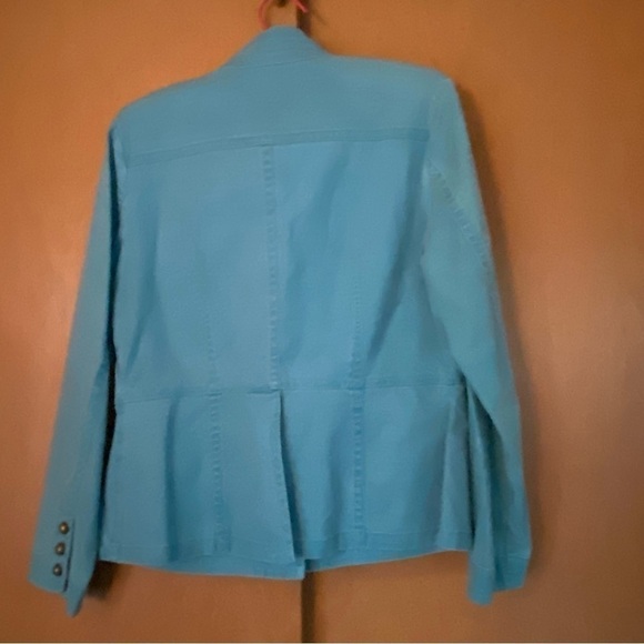 stretchy Style & Co Denim Jacket w/ Stand-Up Collar - Turquoise - Picture 8 of 8